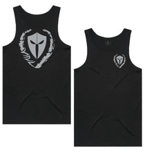 Load image into Gallery viewer, mens-black-grey-gym-wear-tank-top-singlet-fitness-apparel-strive-to-conquer-triumph-collection
