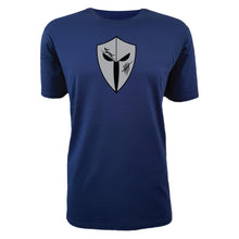 Load image into Gallery viewer, mens-blue-grey-black-gym-wear-shirt-fitness-apparel-strive-to-conquer-pursue-collection
