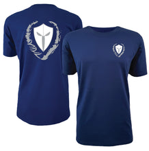 Load image into Gallery viewer, mens-blue-white-grey-shirt-gym-wear-apparel-lifestyle-wear-clothing-strive-to-conquer-shirts
