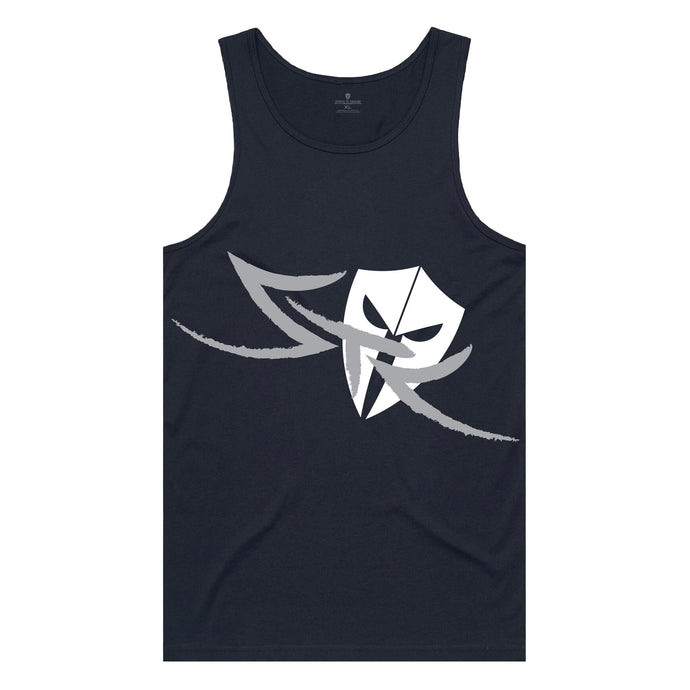 mens-navy-white-grey-gym-wear-apparel-tank-top-singlet-body-building-fitness-apparel-strive-to-conquer-flex-tank-top