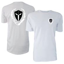 Load image into Gallery viewer, mens-white-black-white-shirt-gym-wear-apparel-lifestyle-wear-clothing-strive-to-conquer-shirts
